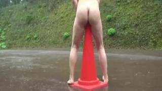 Shameless amateur fucks a road cone in the street – Free Asian viral porn