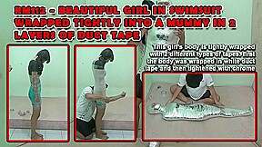 Pleasant Lady In Swimsuit Wrapped Tightly Into A Mummy In 2 Layers Of Duct Tape – Free Asian porn movies